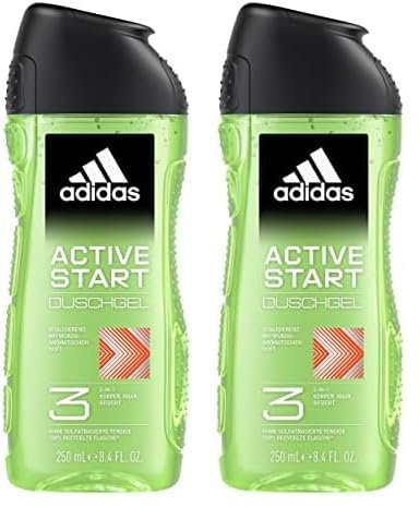 adidas Gel doccia 3 in 1 Active Start con profumo aromatico speziato, 250 ml (Confezione da 2)