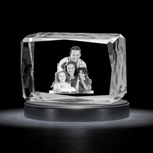 FCLYDER Foto De Cristal 3D Personalizada, Marco de fotos de cristal grabado con láser 3D, Regalo Personalizado con Su Propia Foto, Cumpleaños, Regalo de Boda, Día de la Madre, San Valentín, Navidad