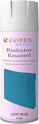 SCOOBYS PAINTS BACK IN THE MIX Radiator Aerosol Spray Paint Heat Resistant To 100ºC - Quick Air Drying No Primer Needed anti rust moisture resistant (Light Blue)