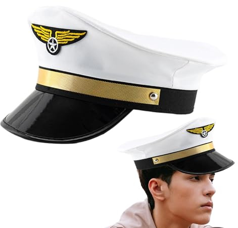 Poludatly Pilot Captain Hat, Navy Pilot Cap, Airline Captain Cap, Adult Cosplay Hat, Theme Party Hats, Fancy Dress Costume Accessory For Cosplay