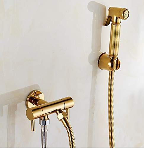 Gold Bidet Spray Set Bidet Toilet Seat Sprayer Set Spray Car Wash Garden Floor Good Helper Bathroom Toilet Bidet Shower Set (Color)