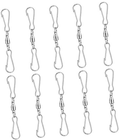 Didiseaon 10pcs Stainless Steel Swivel Hooks for Wind Spinners Bird Feeders Party Decor Rotatable Clip Hooks for Hanging Plants and Outdoor Use