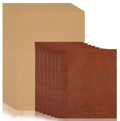Songella Juegos de Papel de Papelería Sobres Vintage Papel de Carta A5 con 20 Piezas Sobres Rojo-marrón 60 Piezas para Cartas