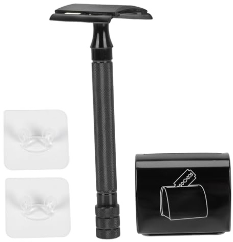 IWOWHERO Rasoir Double Face Vintage avec Manche Coupe-choux Manuel pour Barbe Outil de Rasage Confortable et Sûr sans Lame Adapté Voyage et Usage Quotidien