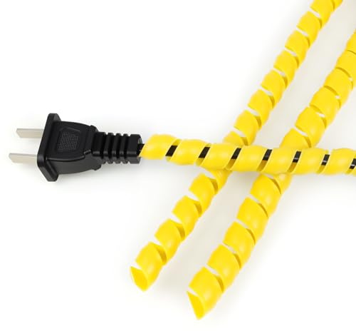 Spiral Cable Wrap, 16.4ft, 33ft Wire Protection Sleeve Cover Cable Organizer Pipe Flexible Spiral Wrap Winding Tube Prevent Cat from Chewing Cables (Yellow, 8mm (5/16)-16.4ft)