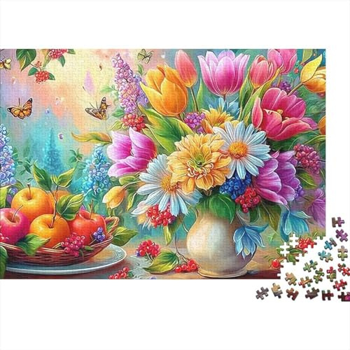 Tulipes et Fruits par Un Vase ensoleillé Puzzle De 1000 Pièces thématique fruitière Éducatif Et De Défiant, Cadeau pour Tous 70x50cm/1000pcs