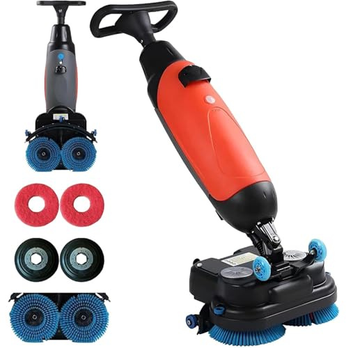 Autolaveuse électrique pour sols commerciaux et domestiques, nettoyeur léger de 43 cm (17 po), double brosse rotative à 360°, capacité de 1 200 m²/h