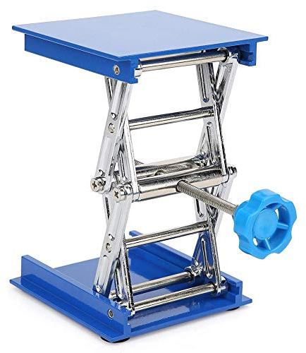 Laborständer, 100 x 100mm Labor Scherenheber, Blau Galvanisierter Aluminium Hebebühne Rack Hebebühne Heber Scherenhubtisch