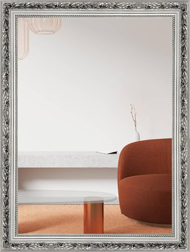 nielsen HOME Wandspiegel, 50 x 70 cm, Holz, Silber Glanz, Spiegel für alle Wohnbereiche, Hoch- & Querformat, anpassbare Aufhänger, Francesca