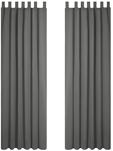 Deconovo Tende Camera da Letto Oscuranti per interni 2 Pezzi 140x260 CM, Tende Termiche Isolanti Moderne per Soggiorno, con Passanti, Grigio Chairo