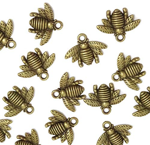 Super Idee 50stk. Antike Bronze Vintage Bienen mit Ösen Deko Taufe Konfirmation Deko Streudeko DIY Halskette Anhänger für Handgemachten Schmuck Machen Hochzeit Geburtstagsparty Partyzubehör