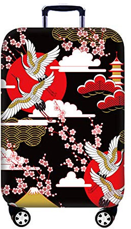 Elastic Travel Suitcase Cover Baggage Protection, Chickwin Print Elasticated Stretch Fabric Dustproof Foldable Reusable Trolley Luggage Case Cover (Crane,XL (29-32))