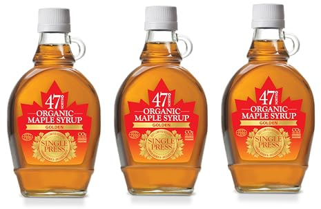47° North Single Press Organic Canadian Maple Syrup Grade A 250g (3x250g, Golden)