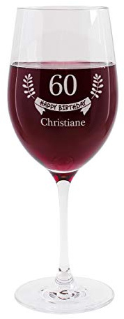 Herz & Heim® Weinglas mit Gravur des Namens zum 60. Geburtstag - Happy Birthday - die Geschenkidee
