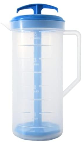 JBK Pottery - Mixkrug für Getränke, Kunststoff-Wasserkrug mit Deckel und Kolben mit abgewinkelten Klingen, leicht zu mischender Saftbehälter, 2 Quart Kapazität (Blau, One)