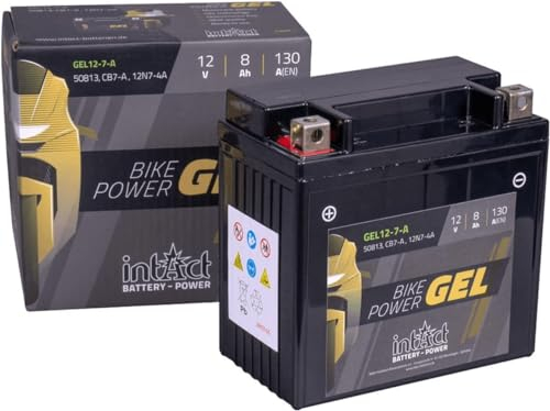 intAct - BATTERIA MOTO IN GEL Bike-Power GEL12-7-A. Sostituisce YB7-A, 12N7-4A. Batteria moto 12V 8Ah 130A. Dimensioni: 137x76x134mm. Con fino al 30% in più di potenza di avviamento.