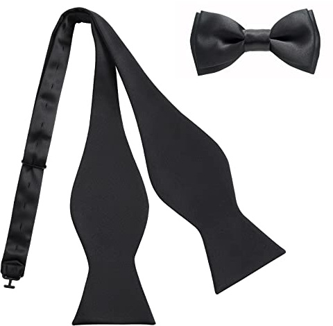 Yolev Black Bow Tie for Boy, Men Adjustable Pre-tied Bow Ties Set, Gift Idea for Adults & Children Classic Adjustable Bow Tie