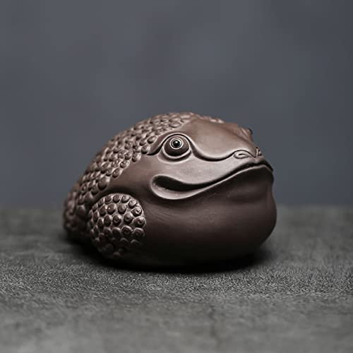CODAO Argile Violette thé Animal de Compagnie Chanceux Crapaud doré Ornements Service à thé cérémonie du thé décoration Accessoires Crapaud prospère thé Animal de Compagnie