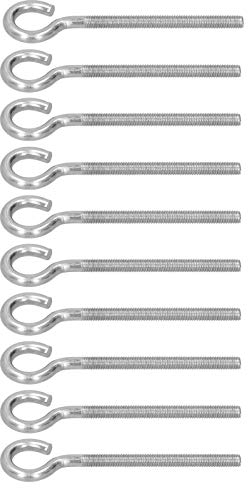 Kuuleyn Ringschraube Haken, 304 Edelstahl Schraubhaken, 10 Stück M6 Ringschraube 304 Edelstahl Sonnenschirm Netzgewinde Ringschraube Haken Gewächshauszubehör