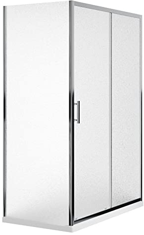 Box Doccia Angolare 90x120cm Apertura Scorrevole da 120cm Parete Fissa da 90cm Vetro Temperato Opaco 6mm Antinfortunistico Trattamento Anticalcare Maniglia Acciaio Inox Altezza 190cm Tenerife