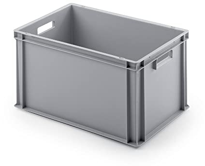PROREGAL Bac Euro avec poignée ouverte | HxLxP 32x40x60cm | 56 litres | Gris | Eurobox, boîte industrielle, boîtes de rangement, empilables, conteneur de stockage, bacs de rangement