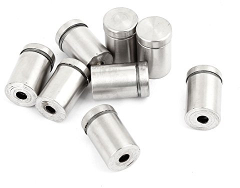 VARAKA sourcing map 8 Pcs 16mm x 25mm Stainless Steel Frameless Standoff Clamp for Glass
