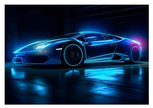 WallArena - Vlies Fototapete Kinderzimmer 368x254 cm Auto Sportwagen Gaming Junge für Kinder Jungs - Fototapeten Tapeten für Kinder Kindertapete - Vliestapete Wandtapete Tapete 3D Effekt