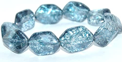 20 stk Rechteck Meteorit gepresste Glasperlen, Kristall Terrakotta Blau (30 15464), Glas, Tschechische Republik, Größe 22 x 14 mm (0.87 x 0.55 in)