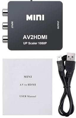 LoLek - Convertidor RCA a HDMI 1080p 720p NTSC/PAL, compatible con DVD, VHS, cámara, videojuegos, adaptador para televisores nuevos