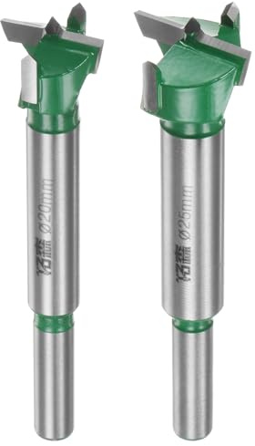 QUARKZMAN 2pz Forstner Punta Trapano Set 20mm (7/9) 25mm (1) Carburo Tungsteno Legno Forstner Punta Aprire Kit Taglierina per Cerniera Foro Foratura Lavorazione Legno Verde