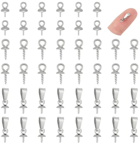 UNICRAFTALE 5 Größen 3/4/5/6/8 mm Edelstahl Perlen Anhänger Schraubverschluss Haken für die Herstellung von Halbgebohrten Perlen