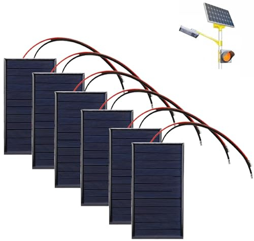 6 Pièces 62 x 36 mm Micro Mini Panneau Solaire Cellules, 3V 0.27W 90mA Panneau Solaire en Silicium Polycristallin pour l'énergie de l'énergie Solaire Accueil Bricolage Projets Scientifiques Jouets