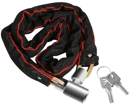 Lucchetto per bicicletta, 65 cm/5,2 mm, con 2 chiavi, lucchetto per bicicletta, catena di sicurezza ad alto livello di sicurezza, per esterni, scooter, moto, ruota