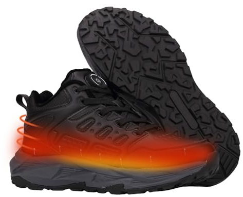 Kvinnor män vandringsskor, vinterskor varma sneakers, uppladdningsbara uppvärmda skor, vandring halvskor (svart, vuxna, 35, numerisk, EU skostorlekssystem, M)