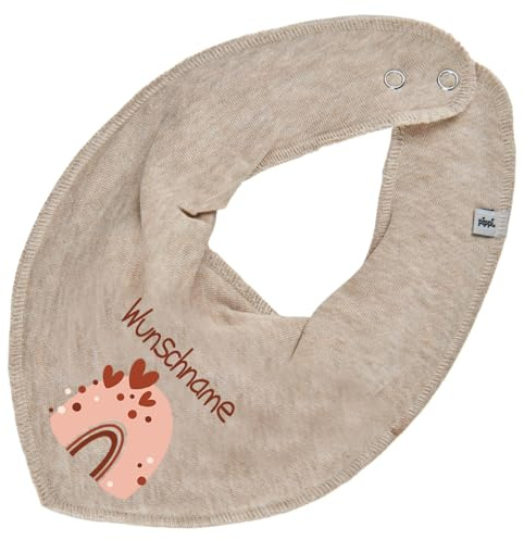 Elefantasie Personalisiertes HALSTUCH für Baby oder Kind aus Baumwolle in Einheitsgröße mit Motiv Regenbogen beige und Wunschname bedruckt