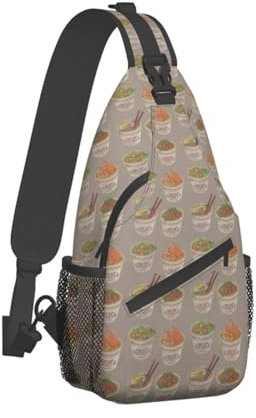 TradesForU Bolsa cruzada para hombre, diseño de huevera, fideos y ramen, casual, diseño impreso de una sola cara, multicolor, Talla única