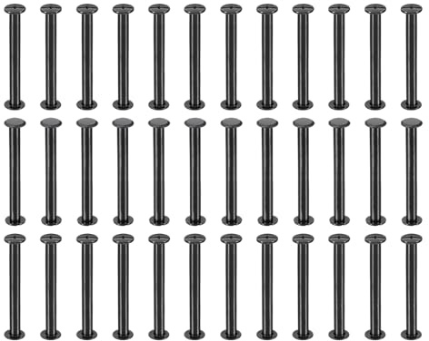 PATIKIL 50 Ensembles de Vis Chicago 55mm l Vis Chicago Phillips Noir | Vis de Reliure Boulons, Rivets en Cuir Connecteurs pour Ceinture en Cuir Albums Photo Scrapbook