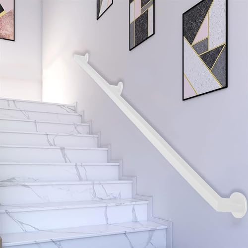 Pasamanos de pared para escaleras interiores y exteriores, 1,2 m, color blanco, barandilla de barandilla de pasamanos de seguridad, 80 cm, 90 cm, 1,2 m, 1,5 m, 2,4 m, 3 m, 4,5 m, 6 m de longitud