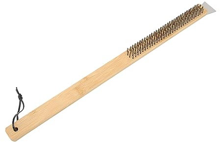 Pizza Oven Brush BBQ Grill Brush with Scraper Handle Stainless Steel Wire for Outdoor Ovens and Pizza Stones