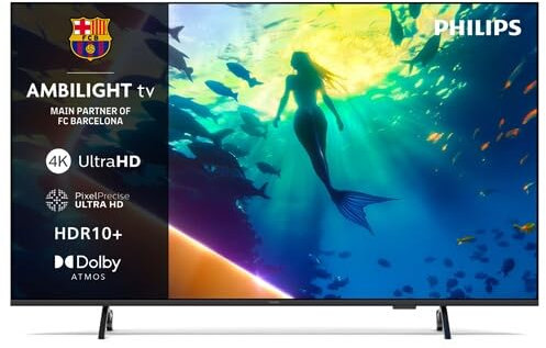 Philips Ambilight 43PUS8000 4K LED Smart TV – Display 43 Zoll mit Pixel Precise Ultra HD, Titan OS und Dolby Atmos-Sound, kompatibel mit Alexa und Google Sprachassistenten
