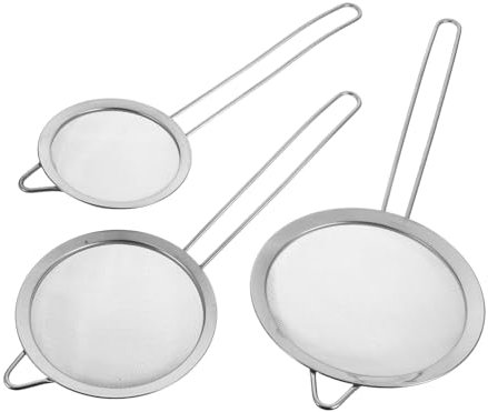 SHINEOFI Juego De 3 Coladores De Acero Inoxidable Prácticos Coladores De Aceite Resistentes Al Desgaste para Cocina De Metal De Té Y De Malla Color Plateado