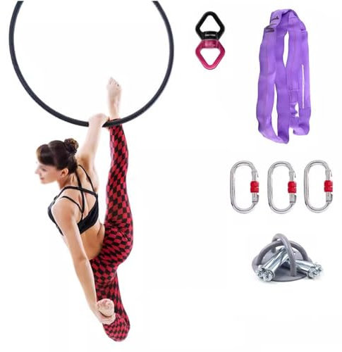 Fitness-Hula-Hoop-Reifen, Lyra-Hoop-Set, 80/85/90/95/100 cm Aerial Hoop Kit, Zirkus-Luftausrüstung, Aerial Yoga Hoop aus Edelstahl für die Heimfitness,80cm