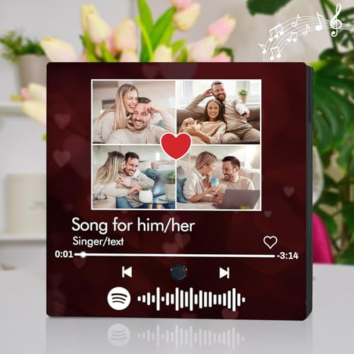 Personalisierte Musik-Foto-Kühlschrankmagnete mit Play Songs, Personalisierte Spotify Musik Album Covers Spieldosen Fotogeschenke für Weihnachten, Geburtstage, Jahrestage, Valentinstag