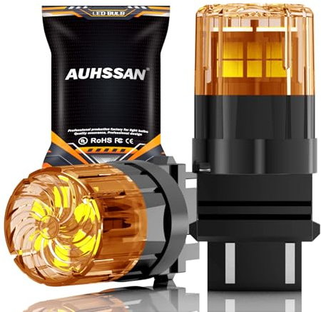 3157 Bombilla LED, Super Brillante Ámbar 6.5W 12V 24V No Polaridad 2835 18SMD T25 P27/7W 3156 P27W LED para la Bombillas de Señal de Giro, Luces de Aparcamiento, Luz de Cola, Luces Diurnas (2Piezas)