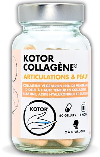 COLLAGÈNE FRANÇAIS & NATUREL | Membrane d’Œuf riche en Collagène type I, V, X + Acide Hyaluronique, Élastine, Silicium et Vitamine C | Peau, Articulations, Cheveux & Ongles | 60 Gélules | 1 Mois