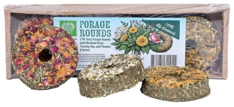 Small Pet Select – Forage Rounds Natural Treats for Rabbits, Guinea Pigs & Small Pets | Made with Meadow Grass & Premium Timothy Hay for Healthy Chewing & Enrichment