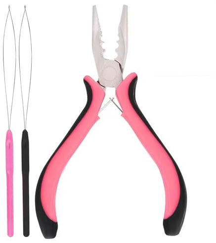 Hair Extension Pliers,Hano Bead Tool,Nano hairExtension Tool,Professional Hair Extensions,Includes 2 Loop threaders