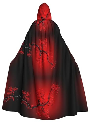 PHAYAH Poncho con capucha con patrón de flor de cerezo rojo, unisex, para Navidad, cosplay, Halloween, fiesta de máscaras