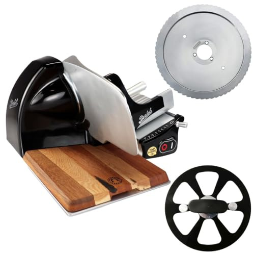Berkel Home Line 200 Plus - Cortafiambres profesional con kit de montaje, cuchillo dentado para pan y bandeja de inserción hecha a mano, precisa, silenciosa, segura, compacta