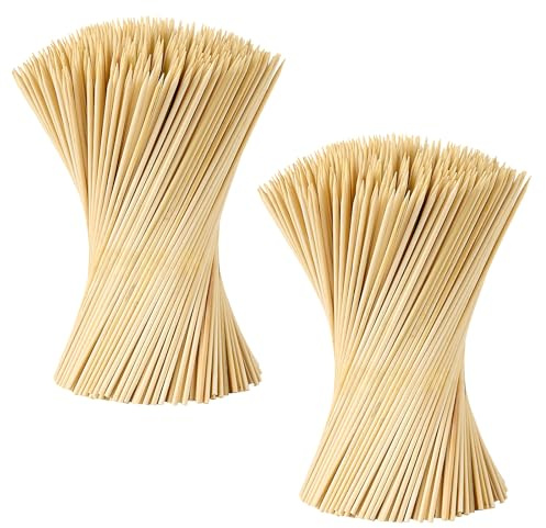 PINGEUI 500 PCS Bamboo Skewers 30cm/12inch, Wood Kebab Skewers Sticks, Natural Extra Long Wooden Sticks for Barbecue, BBQ, Kebab, Fruits, Cake Topper - 4mm Thickness